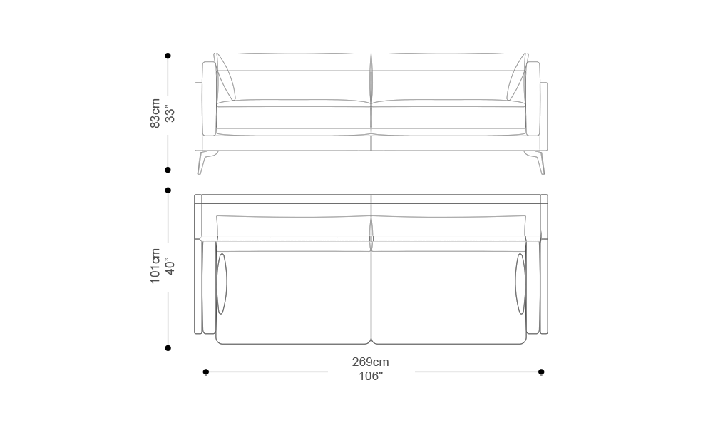 Image of the main dimensions of the product